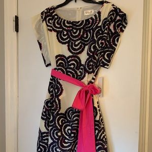 Eliza J navy pink cream dress size 6 NWT